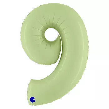 Шар из фольги «Цифра 9 Satin оливковая»