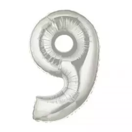 Шар из фольги «Цифра 9 серебряная»