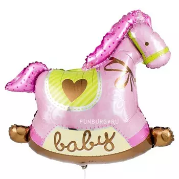 Шар из фольги «Лошадка-качалка (розовая)»