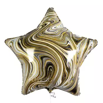Шар из фольги «Мраморная звезда золото»