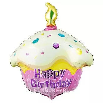 Шар из фольги «Розовый кекс с Днем рождения»