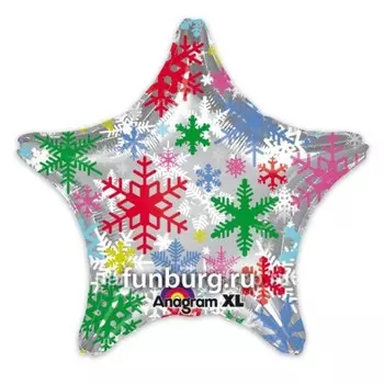 Шар из фольги «Звезда со снежинками»