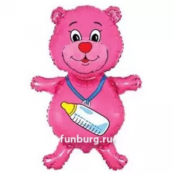 Шарик из фольги «Медвежонок-девочка с бутылочкой»
