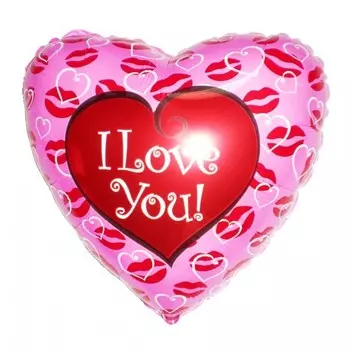 Шарик из фольги «Сердце с поцелуями»