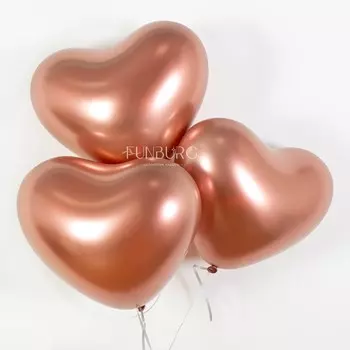 Воздушные шары 14 дюймов «Сердца Chrome» розовое золото