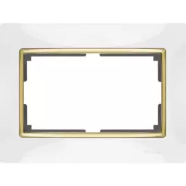 Рамка для двойной розетки (белый, золото) Werkel WL03-Frame-01-DBL-white-GD 4690389083846