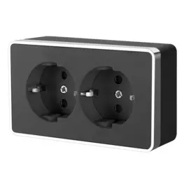Розетка двойная с заземлением Gallant (черный, хром) Werkel WL15-02-03 4690389130267