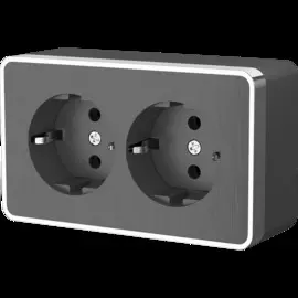 Розетка двойная с заземлением Gallant (графит рифленый) Werkel WL15-02-03 4690389128240