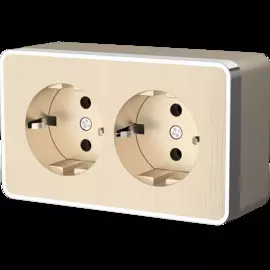 Розетка двойная с заземлением Gallant (шампань рифленый) Werkel WL15-02-03 4690389129643