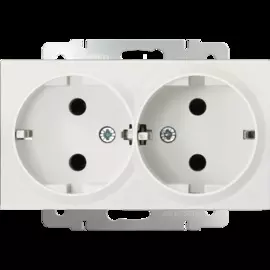 Розетка двойная с заземлением (перламутровый рифленый) Werkel WL13-SKG-02-IP20 4690389131295