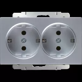 Розетка двойная с заземлением (серебряный) Werkel WL06-SKG-02-IP20 4690389117237