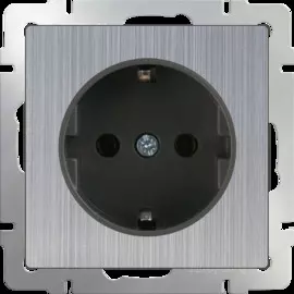 Розетка с заземлением (глянцевый никель) Werkel WL02-SKG-01-IP20 4690389075803