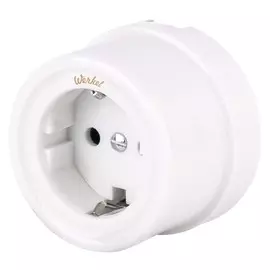 Розетка с заземлением и шторками (белый) Ретро Werkel WL18-03-02 4690389100642