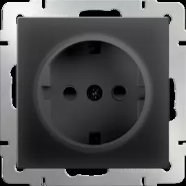 Розетка с заземлением и шторками (черный матовый) Werkel WL08-SKGS-01-IP44 4690389054228