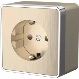 Розетка с заземлением и шторками Gallant (шампань рифленый) Werkel WL15-02-02 4690389129636