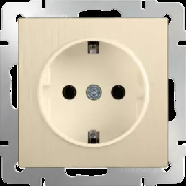 Розетка с заземлением и шторками (шампань рифленый) Werkel WL10-SKGS-01-IP44 4690389085253