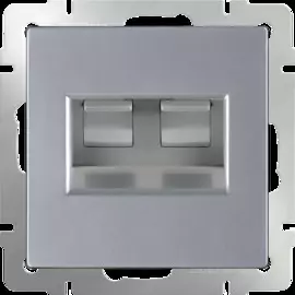 Розетка телефонная RJ-11 и Еthernet RJ-45 (серебряный) Werkel WL06-RJ11+RJ45 4690389053948