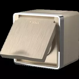 Розетка влагозащ. с зазем. с защит. крышкой и шторками Gallant (шампань рифленый) Werkel WL15-02-04 4690389129650