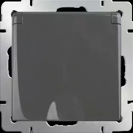 Розетка влагозащ. с зазем. с защит. крышкой и шторками (серо-коричневый) Werkel WL07-SKGSC-01-IP44 4690389054075