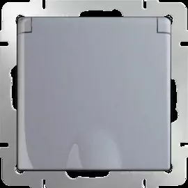 Розетка влагозащ. с зазем. с защит. крышкой и шторками (серебряный) Werkel WL06-SKGSC-01-IP44 4690389053917