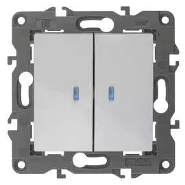 Выключатель двойной с подсветкой Эра 14-1105-01