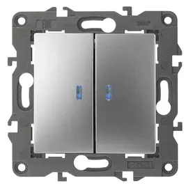 Выключатель двойной с подсветкой Эра 14-1105-03