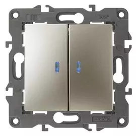 Выключатель двойной с подсветкой Эра 14-1105-04