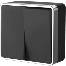 Выключатель двухклавишный Gallant (черный, хром) Werkel WL15-03-01 4690389130281