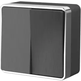 Выключатель двухклавишный Gallant (графит рифленый) Werkel WL15-03-01 4690389128264