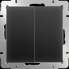Выключатель двухклавишный проходной (черный матовый) Werkel WL08-SW-2G-2W 4690389054167