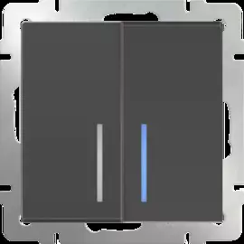 Выключатель двухклавишный проходной с подсветкой (серо-коричневый) Werkel WL07-SW-2G-2W-LED 4690389086700