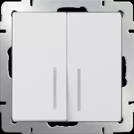 Выключатель двухклавишный с подсветкой (белый) Werkel WL01-SW-2G-LED 4690389059193