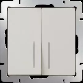 Выключатель двухклавишный с подсветкой (слоновая кость) Werkel WL03-SW-2G-LED-ivory 4690389059285