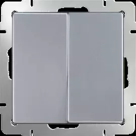 Выключатель двухклавишный (серебряный) Werkel WL06-SW-2G 4690389053832