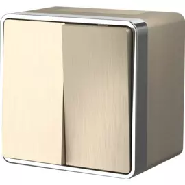 Выключатель двухклавишный влагозащищенный Gallant (шампань рифленый) Werkel WL15-03-02 4690389129674