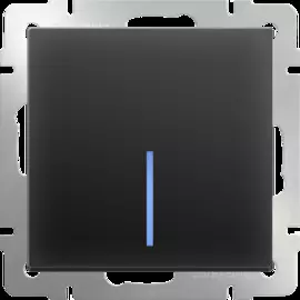 Выключатель одноклавишный проходной с подсветкой (черный матовый) Werkel WL08-SW-1G-2W-LED 4690389054181