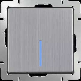 Выключатель одноклавишный проходной с подсветкой (глянцевый никель) Werkel WL02-SW-1G-2W-LED 4690389059209