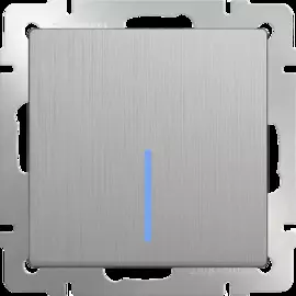 Выключатель одноклавишный с подсветкой (cеребряный рифленый) Werkel WL09-SW-1G-LED 4690389085130