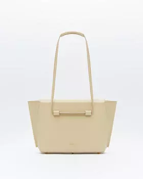 Бежевый тоут из натуральной кожи с регулируемыми ручками среднего размера от FETICHE