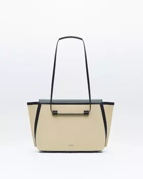 Бежевый тоут из текстиля с вставками из натуральной кожи от FETICHE