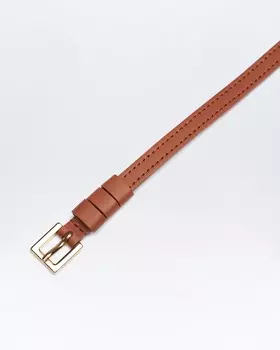 Тонкий карамельный поясной ремень из натуральной кожи от FETICHE