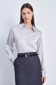 Атласная блуза с отложным воротником