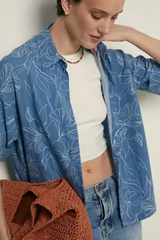 Блузка с коротким рукавом и цветочным принтом