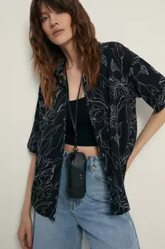 Блузка с коротким рукавом и цветочным принтом