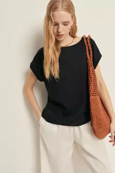 Блузка с коротким рукавом и добавлением льна