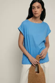 Блузка с коротким рукавом и добавлением льна