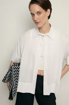 Блузка свободного кроя с добавлением льна