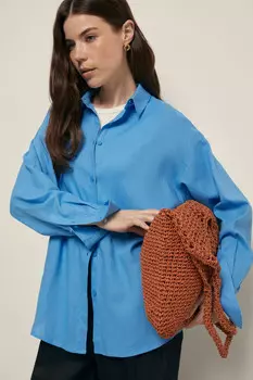 Блузка свободного кроя с добавлением льна