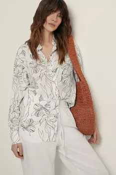 Блузка свободного силуэта с цветочным принтом