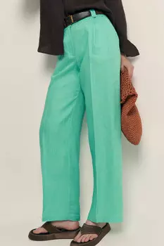 Брюки из конопляной ткани широкого кроя